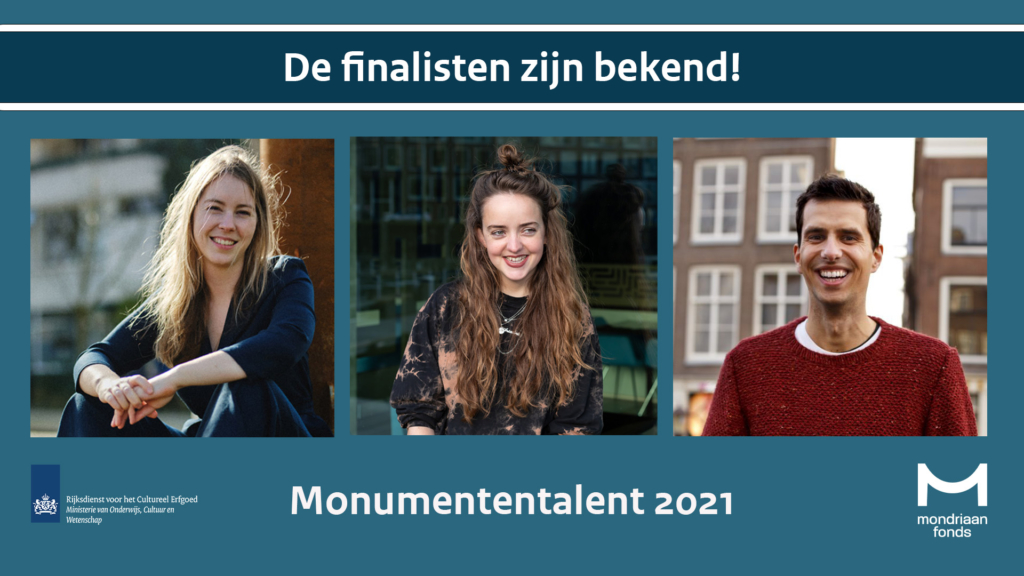 Finalisten Monumententalentprijs 2021: v.l.n.r.: Ankie Petersen, Ariadne Onclin en Tom Huizer
