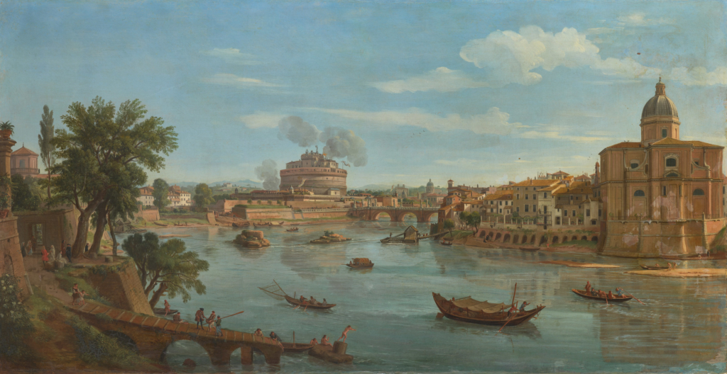 Caspar van Wittel, Zicht op de Tiber in Rome met de Engelenburcht, 1714,55 x 108 cm, olieverf op canvas, collectie Museum Flehite © 2022, René Gerritsen 