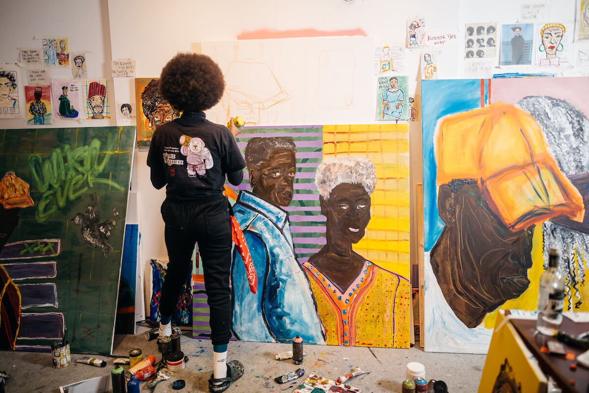 Iriée Zamblé in Rembrandt Open Studio (2020), Museum Het Rembrandthuis, Amsterdam. Foto: Mark Bolk
