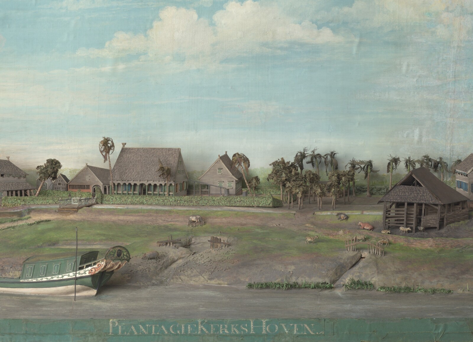 Restoration of the diorama of plantation Kerkshoven in Suriname. Photo by Flip Franssen. 